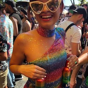 Rainbow pride glitter sparkly dress s/m